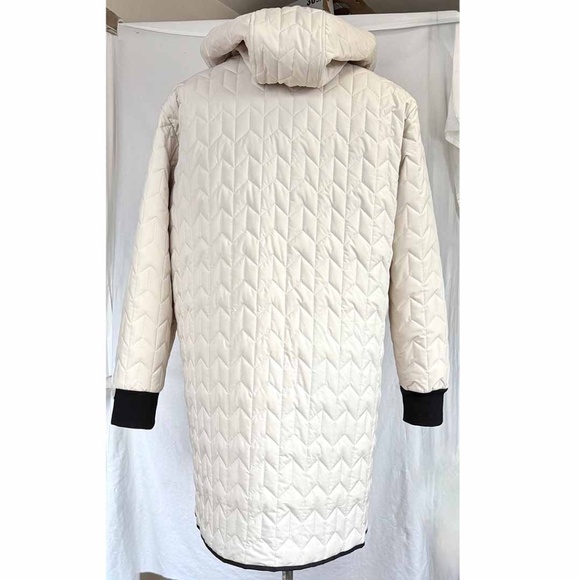 NIKKI JONES Women Large Beige Classic Weave Padded Coat EUC - Picture 4 of 11